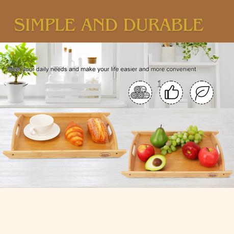 Bestby - Bamboo Serving Tray with Handles - L
