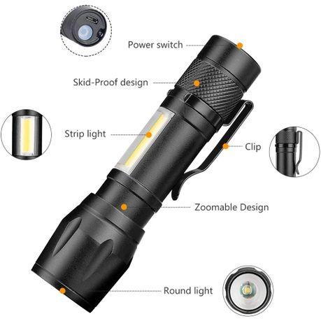 Aluminium Alloy USB Rechargeable Mini Torch with Zoom Function (2 Pack)