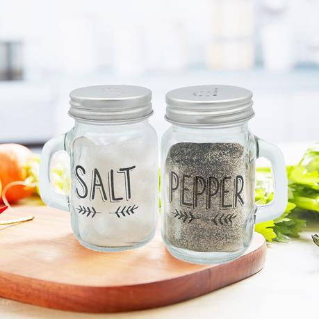 120ml Salt and Pepper Shaker with Stainless Steel Lid - Set of 2