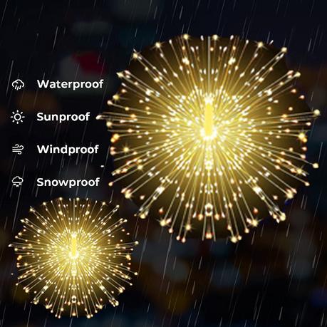 AICOM - 100 LED Fairy String Starburst Lights/Firework Lights (5 Pack) - Warm White - Image 3