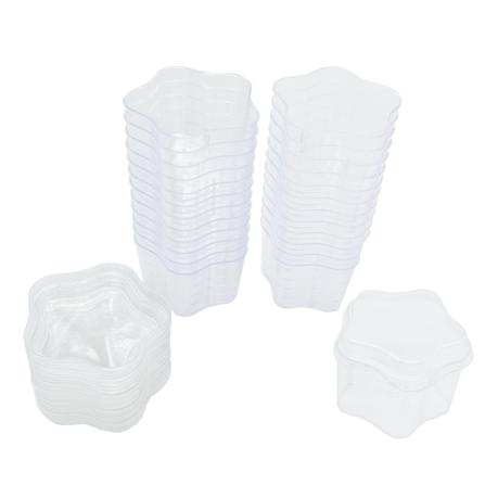Bestby - Clear Dessert Cups with Lids - 25 Pack - Flower Shaped - 175ml