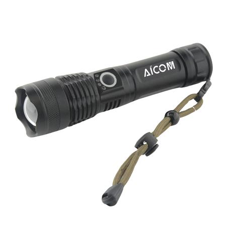 AICOM - Aluminum Alloy Rechargeable Long Last Torch with Zoom Function