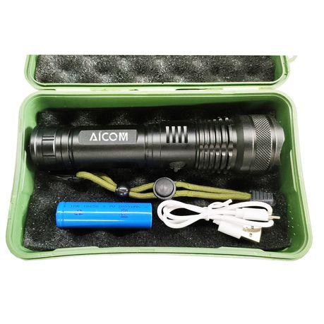 AICOM - Aluminum Alloy Rechargeable Long Last Torch with Zoom Function - Image 5