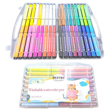 Bestby - Washable Watercolor Pens with Transparent Case (Set of 36 Colors)