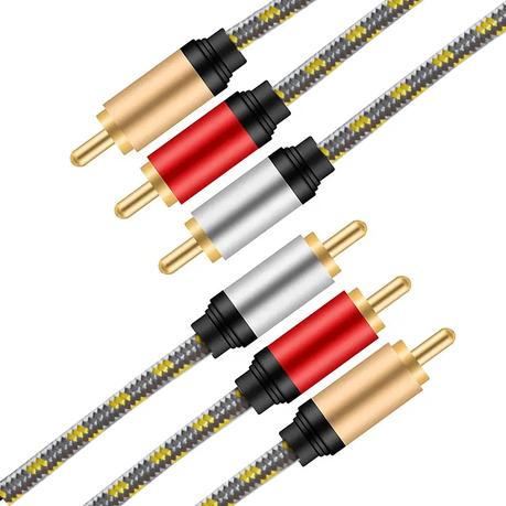 AICOM - 3RCA Male to 3RCA Male Stereo Audio Video Cable(2m)