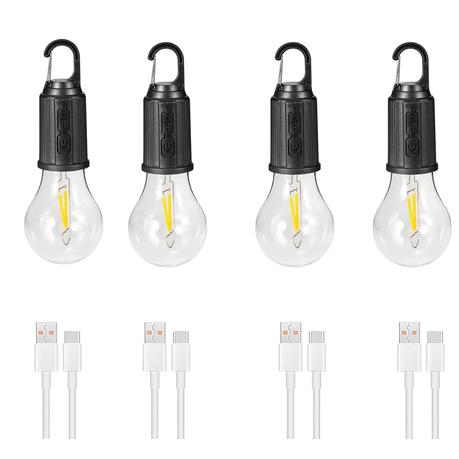 Rechargeable LED Camping Light Bulbs With 3 Modes (4 Pack)