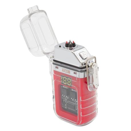 AICOM -No Gas Dual Arc Cigarrete Lighter with LED Flashlight - Red