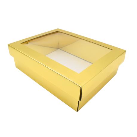 Bestby 12pcs Corrugated Rectangular Gift Boxes With Clear Window 29x22x9cm - Gold