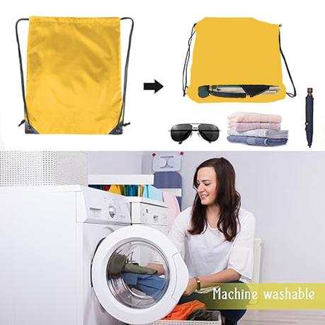 Bestby - Drawstring Backpack for Gym - Outdoor Activity -DIY Bag - 12 Pack - Yellow - Image 3