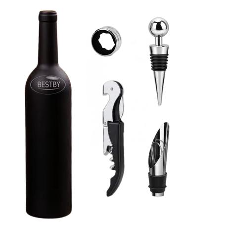 Bestby - Wine Opener Accessory Bar Tools Gift Set with Bottle-shaped Case