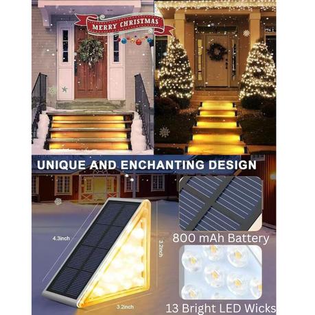 AICOM - 6PCS Solar LED Lights for Outdoor Stairs Pathway Up to 10 Hours - Image 3