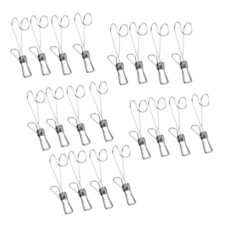Bestby - 20-Piece Stainless Steel Clips Pegs with Long Tail Hook for Home Office