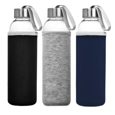 Bestby - Glass Water Bottle with Pouch and Carrying Handle (Set of 3)