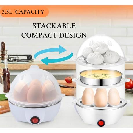 AICOM - 3 Tier Electric 21 Eggs Cooking Boiler 3.5L Compact Food Steamer - Image 4