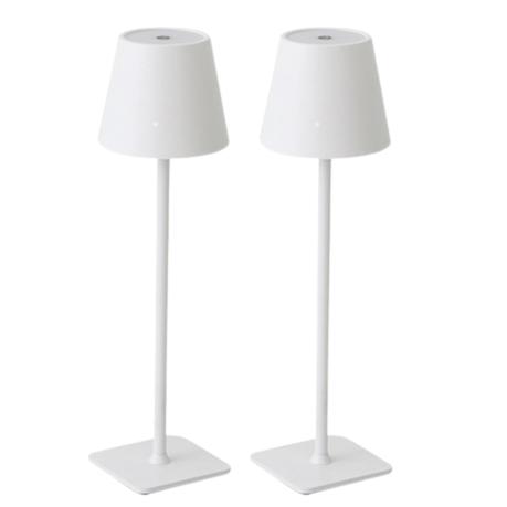 AICOM- 2pcs Rechargeable 3-color LED Table Lamp Lasting Up to 12 hours - White
