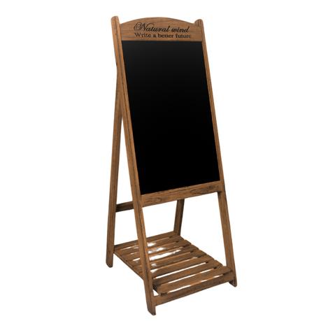 Bestby - Wooden Fold-up Easel Blackboard with Base Shelf for Menu/Display - Brown