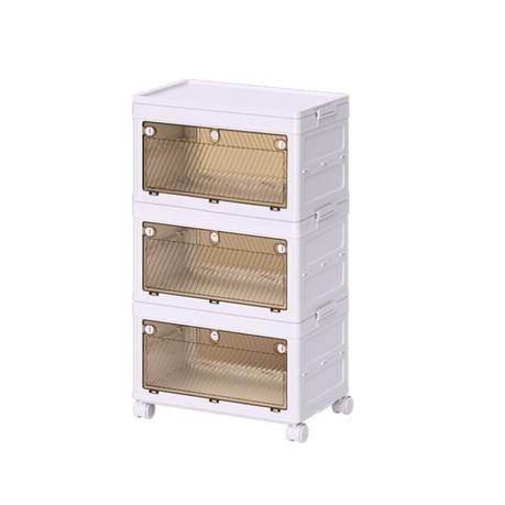 Bestby - 3-Tier/5-Tier Stackable Modular Collapsible Cabinet with Wheels - 89.5 cm