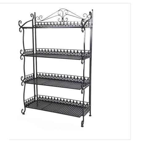 Bestby- Nordic 4-Tier Multifunctional Foldable Iron Storage Rack Organizer - Black