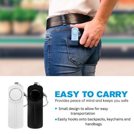 AICOM - 130db Portable Emergency Safety Alarm with LED Light Keychain - Black - Image 4