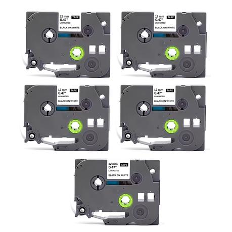 Bestby- 12mm Tape Cassette Compatible with Brother Label Printer (Set of 5)
