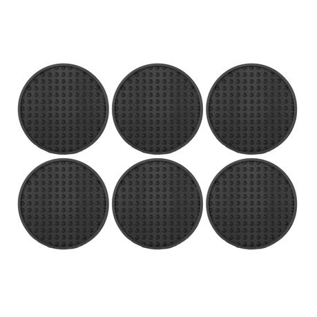 Bestby - 6 Pieces Silicone Coasters with Iron Holder - Black