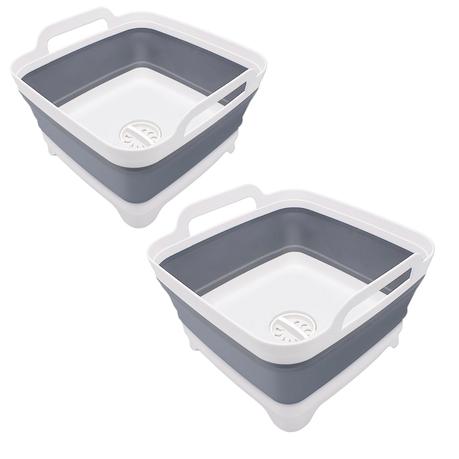 Bestby - 9L Collapsible Wash Basin Dish Tub with Drainage Plug (2 Pack)