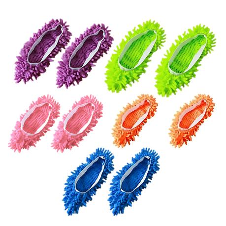 Bestby - Multicolour Microfibre Mop Slippers Floor Cleaning Shoes (5 Pairs)