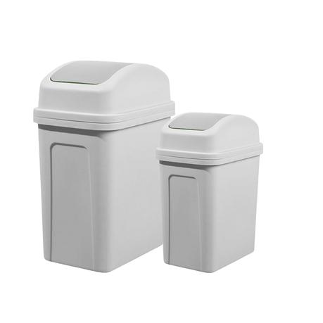 Bestby - 15L and 7L Swing Lid Waste Bins Dust Bins Trash Cans( Set of 2) - Grey