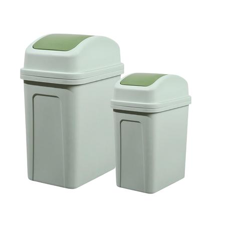 Bestby - 15L and 7L Swing Lid Waste Bins Dust Bins Trash Cans( Set of 2) - Green