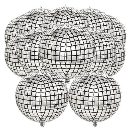 Bestby - 22'' Silver Foil 4D Disco Ball Balloon for Party Decor 20 Pack