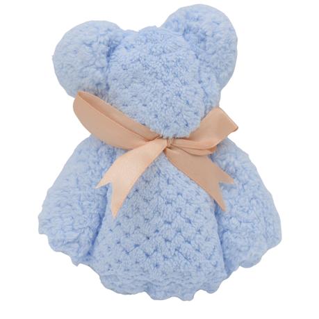 Bestby- Coral Fleece Bear-Shaped Towel for Baby Shower Party Gift (10 Pack) - Blue