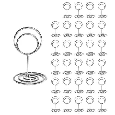 Bestby-Spiral Base Metal Card Holder Stand for Weddings, Events -30pcs - Silver
