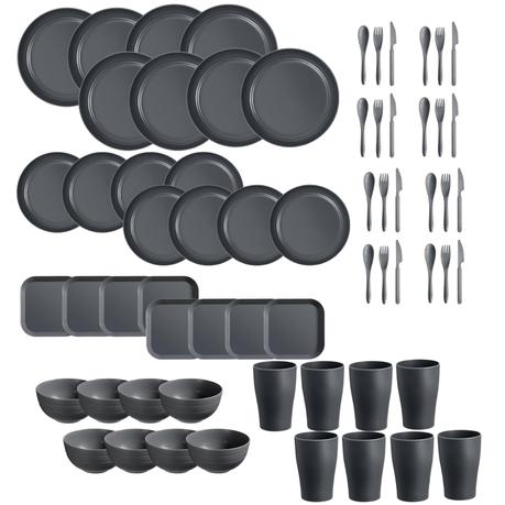 Bestby -64-Piece Eco-Friendly Wheat Straw Dinnerware Set