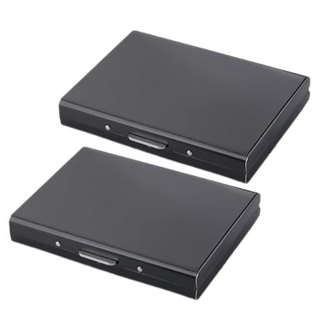 Bestby 10 Slots Stainless Steel RFID Blocking Credit Card Holder - Set of 2 - Black