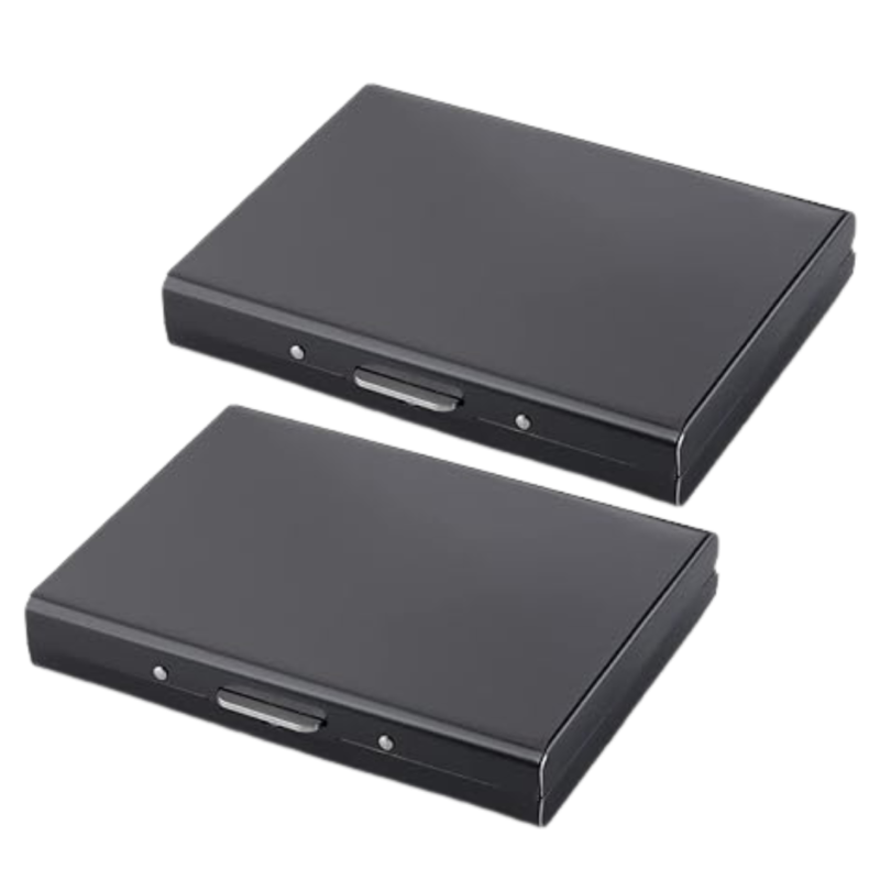 Bestby 6 Slots Stainless Steel RFID Blocking Credit Card Holder - Set of 2 - Black