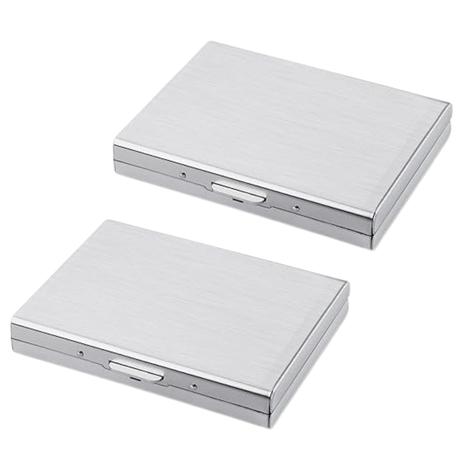 Bestby 6 Slots Stainless Steel RFID Blocking Credit Card Holder - Set of 2 - Silver