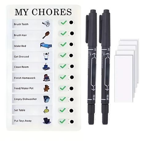 Bestby- Chore Chart Check List Memo Note Board with 30 Task Cards & 2 Pens