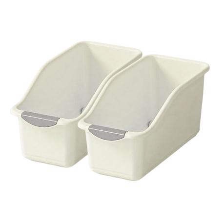 Bestby- 2pcs Storage Bin Organizers with Wheels & Easy-Access Top Opening - Warm Cream