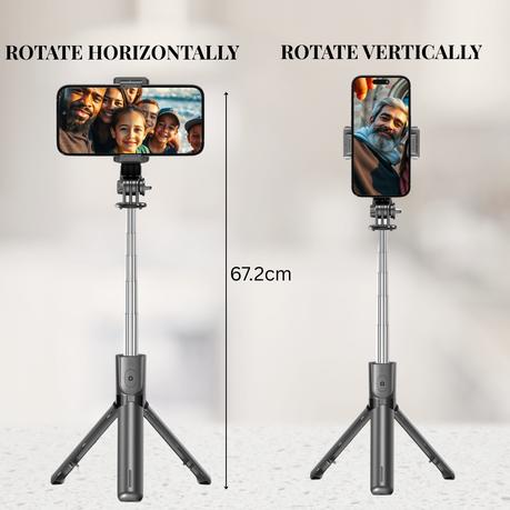 AICOM - 18cm Portable & Compact Selfie Stick Tripod Extended Lenghth 67cm - Image 3