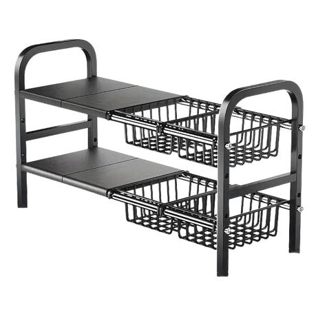 Bestby - Expandable Under Sink Metal Organizer Shelf Rack with 4 Baskets