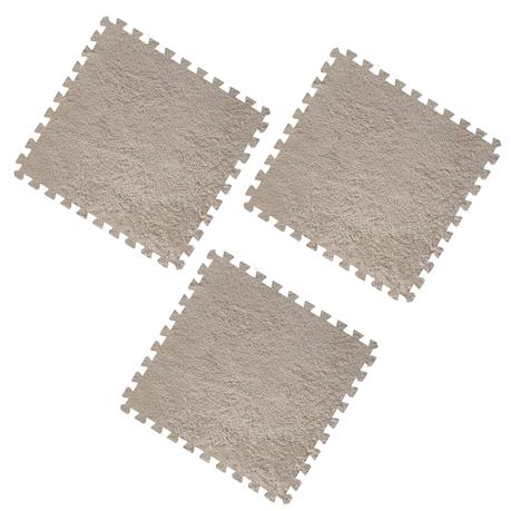 Bestby- Interlocking EVA Foam and Coral Fleece Square 60x60cm Mats -3Pack - Brown