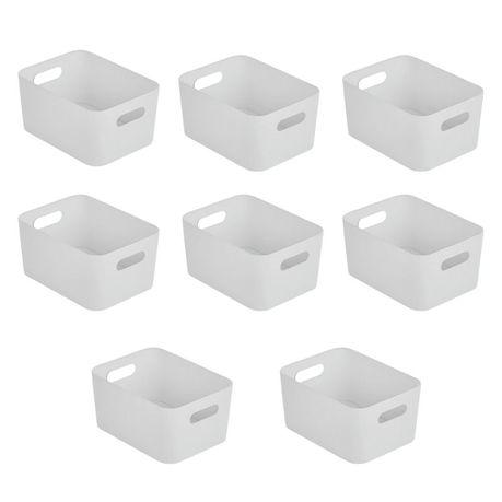 Bestby-8 Piece Plastic Desktop Storage Organizer Box with Handle(30.5x20x12cm) - White