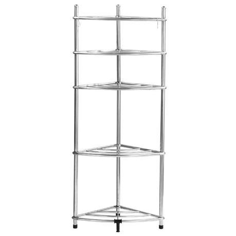 Bestby - 5-Tier Triangular Storage Rack - Stainless Steel Corner Shelf