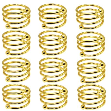 Bestby -12PCS Metal Napkin Rings for Dining Table Deco (Gold Color)