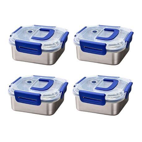 Bestby - Stainless Steel Square Food Storage Containers - 1.8L - 4 Pack