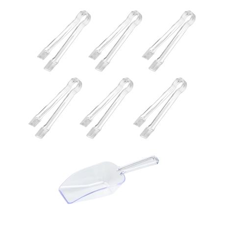 Bestby - Clear Serving Tongs & Scoop Set - 6 Tongs + 1 Scoop