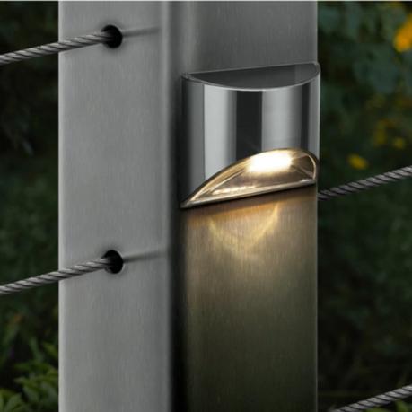 AICOM - Outdoor Stainless Steel Mini Solar Wall Lamp Deck Light (Set of 6) - Warm White - Image 12