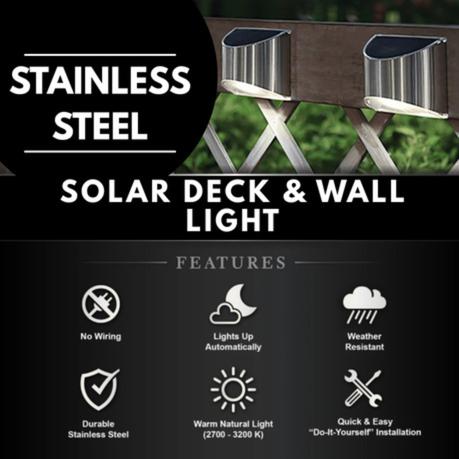 AICOM - Outdoor Stainless Steel Mini Solar Wall Lamp Deck Light (Set of 6) - Warm White - Image 3